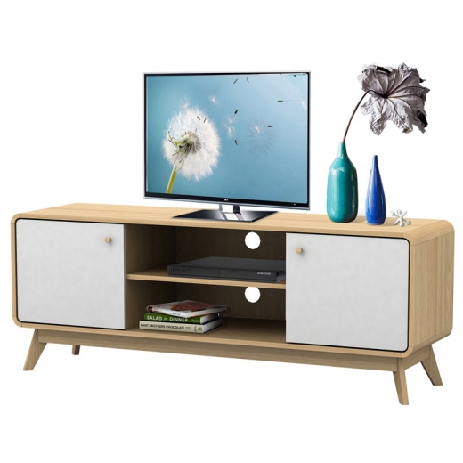 Tv stolík Calin, 140 cm, biela/dub - 1