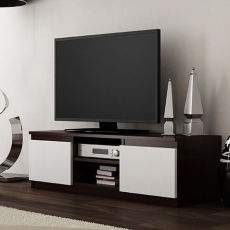 TV stolík Malwa, 120 cm, biela / tmavo hnedá - 2
