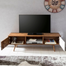 TV stolík s 2 dverami Repa, 140 cm, masív, Sheesham, biela - 4