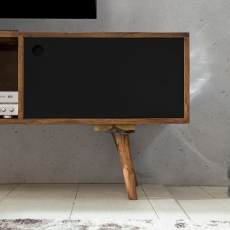 TV stolík s 2 dverami Repa, 140 cm, masív, Sheesham, čierna - 5