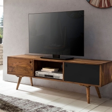 TV stolík s 2 dverami Repa, 140 cm, masív, Sheesham, čierna - 1