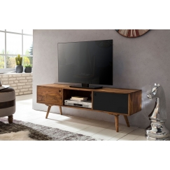 TV stolík s 2 dverami Repa, 140 cm, masív, Sheesham, čierna