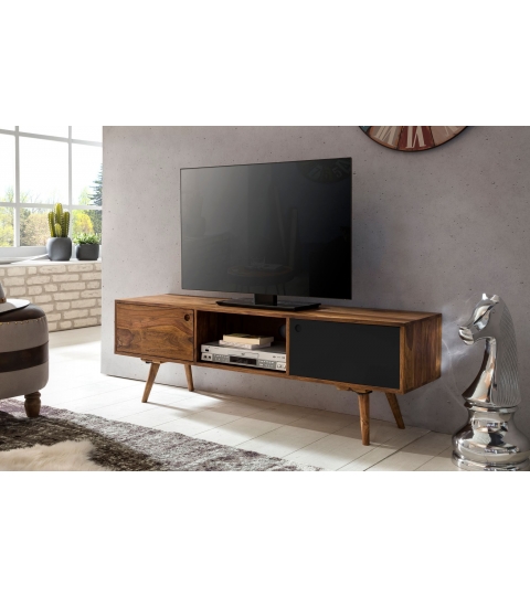 TV stolík s 2 dverami Repa, 140 cm, masív, Sheesham, čierna