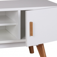 TV stolík s dvierkami a policou Scanio, 120 cm, biela/dub - 6