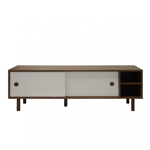 TV stolík s posuvnými dverami State, 150 cm, orech/strieborná - 1