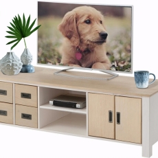 Tv stolík Shily, 150 cm, biela/dub - 4