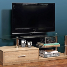 TV stolík so sklenenou doskou a policou Timmy, 120 cm - 4
