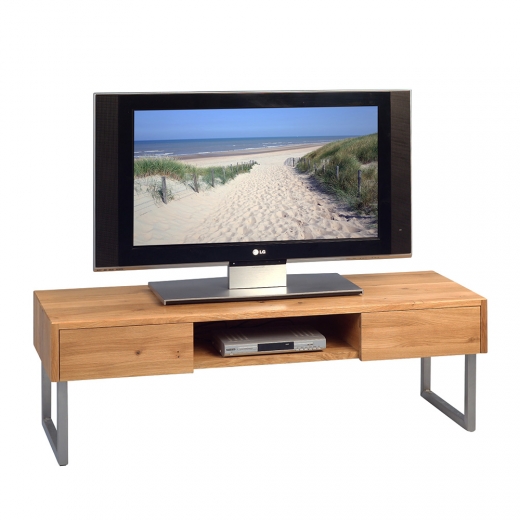 TV stolík so zásuvkami Tessa, 120 cm, masív/nerez - 1