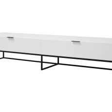TV stolík so zásuvkou a dverami Copenhagen, 200 cm, biela/čierna - 1