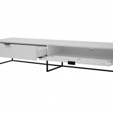 TV stolík so zásuvkou a dverami Copenhagen, 200 cm, biela/čierna - 2