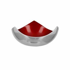 Vánoční dekorativní miska Sula, 12 cm, stříbrná červená - 1