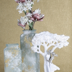 Váza Edgar, 34 cm, biela/zlatá - 2