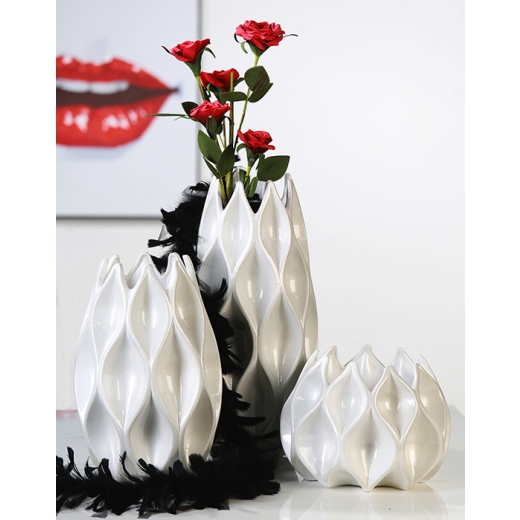 Váza keramická Cesena, 20 cm, biela - 1