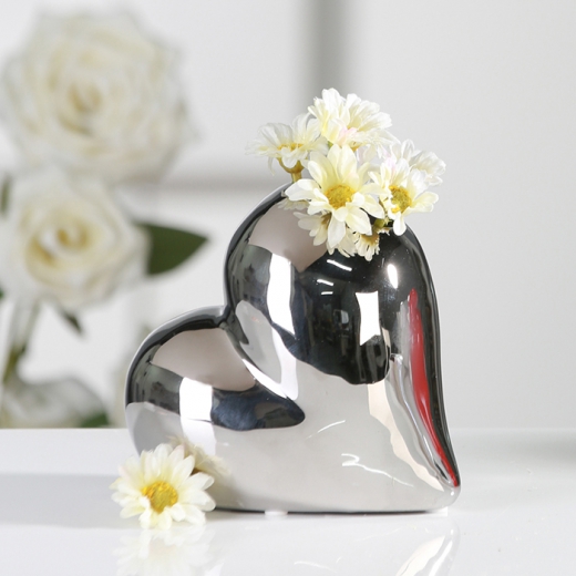 Váza keramická Lovely, 13 cm, strieborná - 1