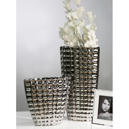 Váza keramická Opus, 50 cm, stříbrná - 1