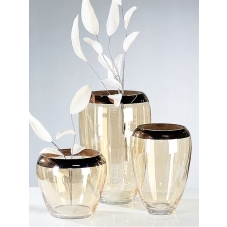 Váza skleněná s měděným pruhem Smooth, 21 cm