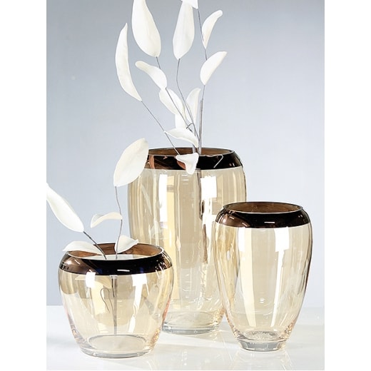 Váza sklenená s medeným pruhom Smooth, 21 cm - 1