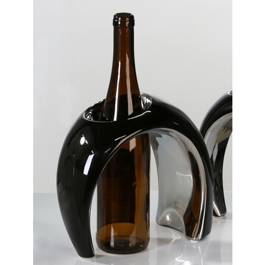 Váza / stojan na víno Loopy, 25 cm, černá - 1