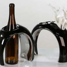Váza / stojan na víno Loopy, 25 cm, čierna - 2