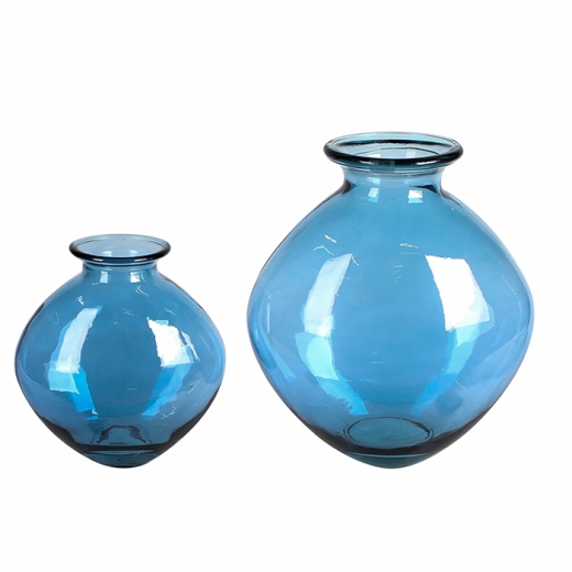 Váza z recyklovaného skla Vigo, 26 cm, modrá - 1