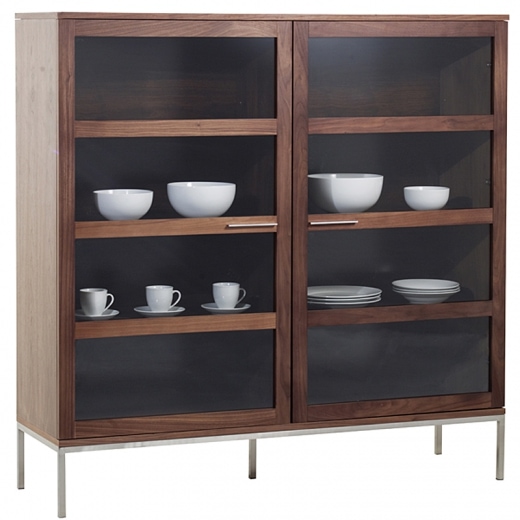 Vitrína / presklenná skriňa Civic, 140 cm, orech - 1