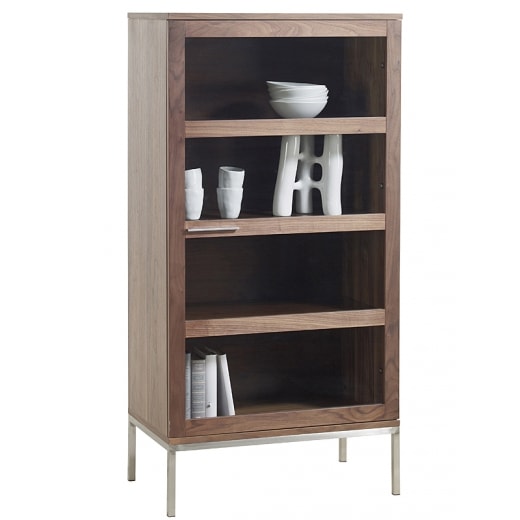 Vitrína / prosklenná skříň Civic, 70 cm, ořech - 1