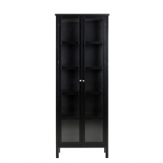 Vitrína s dvojkrídlovými dverami Elton, 210 cm, čierna - 2