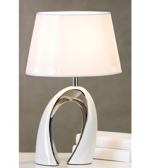 Výstavná vzorka Stolná lampa keramická Bridge, 36 cm biela /strieborná