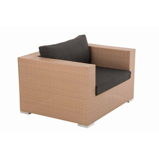 Záhradné kreslo Blanca, polyratan, prírodná / antracitová - 1