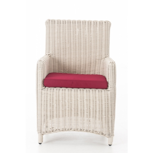Záhradné kreslo Marlo, polyratan, biela / červená - 1