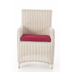 Záhradné kreslo Marlo, polyratan, biela / červená