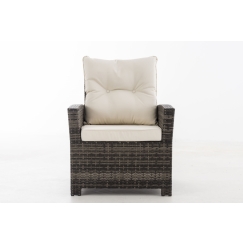 Zahradní křeslo Fisolo, polyratan, šedá / krémová