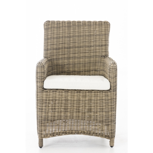 Zahradní křeslo Marlo, polyratan, přírodní / bílá - 1