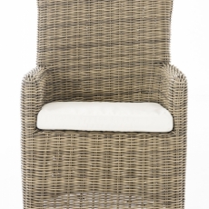 Zahradní křeslo Marlo, polyratan, přírodní / bílá - 1