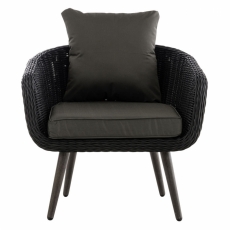 Zahradní křeslo Ramalan, polyratan, černá / tmavě šedá - 1