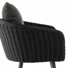 Zahradní křeslo Ramalan, polyratan, černá / tmavě šedá - 2