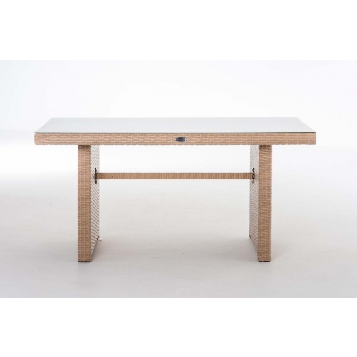Zahradní stolek Mitell, polyratan, 137 cm, přírodní - 1