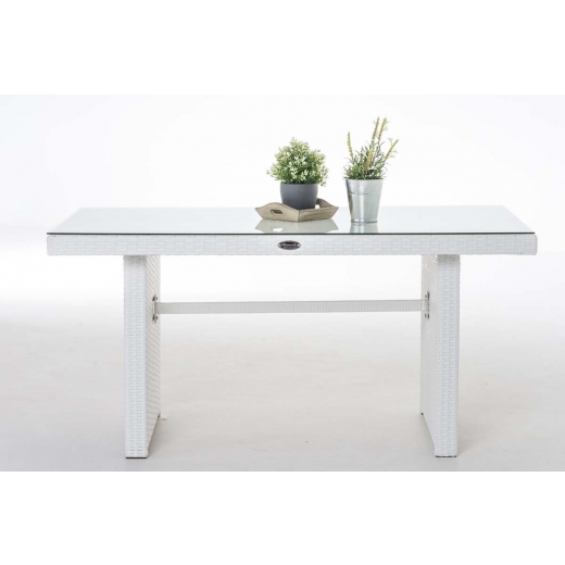 Záhradný stolík Mitell, polyratan, 137 cm, biela - 1