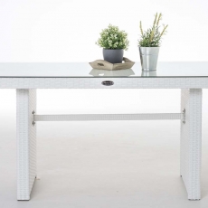 Záhradný stolík Mitell, polyratan, 137 cm, biela - 1