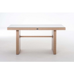 Záhradný stolík Mitell, polyratan, 137 cm, prírodná