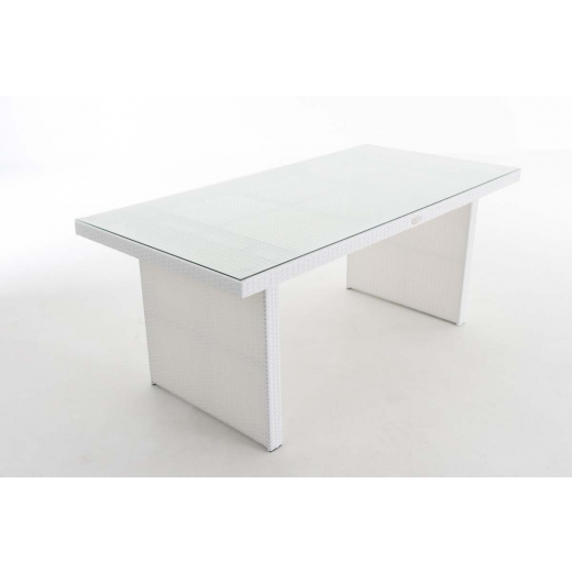 Záhradný stolík Tisch, polyratan, 180 cm, biela - 1
