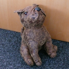 Zarážka do dveří Sedící buldoček, 23 cm, kůže - 3