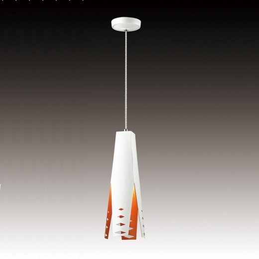 Závěsný lustr kovový Tratt 2, 35 cm, bílá/oranžová - 1
