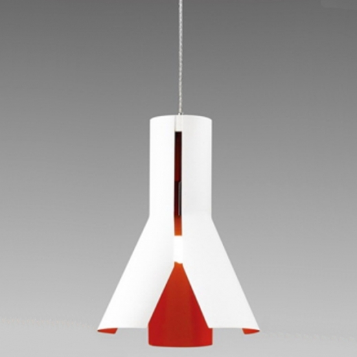 Závěsný lustr kovový Tratt, 38 cm, bílá/oranžová - 1