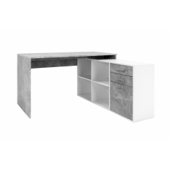 Pracovný stôl Theo, 136 cm, biela / šedá