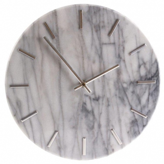 Nástěnné hodiny Mramor, 30 cm, bílá