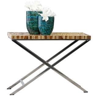 Odkladací stôl s teakovou doskou Ester, 107 cm