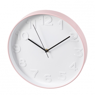 Nástěnné hodiny Pastill, 31 cm, bílá/růžová