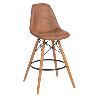 Barová stolička s drevenou podnožou Desire prešívaná