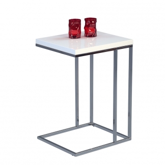 Odkládací stolek Ragnar, 43 cm, bílá/chrom